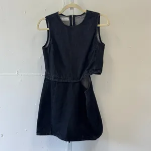Zara Black Denim Side Cutout Mini Dress Sleeveless 3607/30/443 Size Medium thumbnail 2