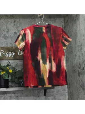 NWT DKNY Print Logo Embossed T-Shirt P5EHXWNA June Brush Stroke Red Multi S thumbnail 7