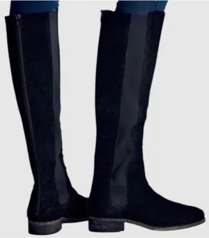 EUC Free People Leather Callow Textured Knee High Boots Black Size 6 thumbnail 1