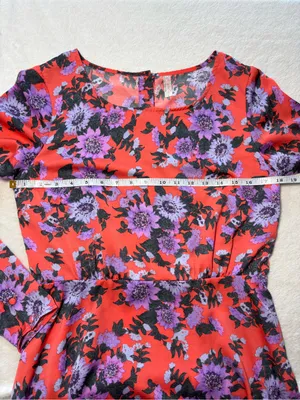 Free‎ People Coral Dress with Purple Floral Print thumbnail 7