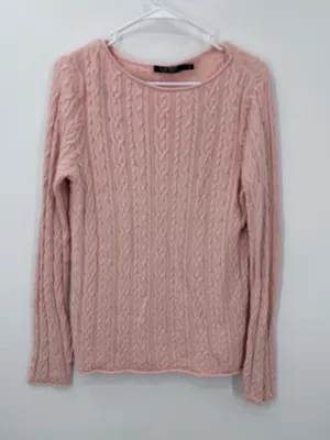Ralph Lauren Pink Cable-Knit Crewneck Sweater thumbnail 3