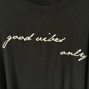 Flutter Good Vibes Only Embroidered Oversized Top Black Short Sleeve Small thumbnail 3
