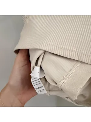 Cream Ribbed Cropped Tank with Build in Bra thumbnail 4