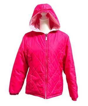 Faded Glory hot pink/pink reversible hooded puffer jacket, juniors size XL 14/16 thumbnail 3