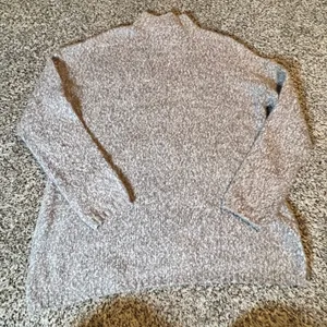 J. Jill Womens Medium Tan Boucle Cable Knit Mock Neck Sweater Marled Pullover‎ thumbnail 5