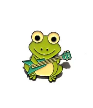 Frog with guitar pin Green thumbnail 1