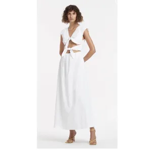 SIR the Label Anja White Cotton Tie Cut Out Maxi Dress Size Small thumbnail 2