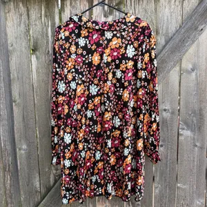 NWT Free People Daisy Jane Black Floral Swing Dress Generous Medium Retail $148 thumbnail 13