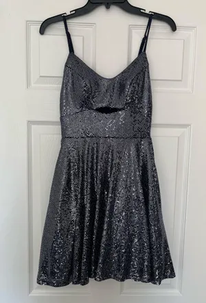 Macy’s City Studio homecoming navy blue disco sparkly dress thumbnail 3