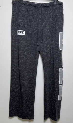 PINK Victoria's Secret y2k Women Cotton Sweatpants Small Gray Wide‎ Leg Baggy thumbnail 1