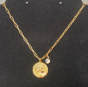 Lotus Paperclip Necklace thumbnail 1