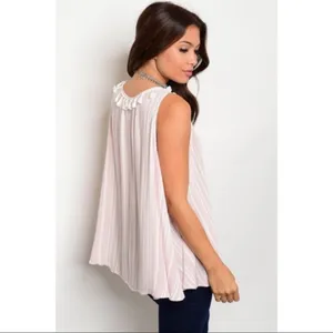 Off White & Mauve Striped Pattern Top Tunic Pink thumbnail 4