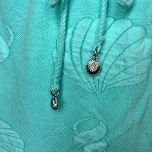 Dotti Turquoise Strapless Seashell Terry Cloth Dress Cover-Up resort wear L thumbnail 7
