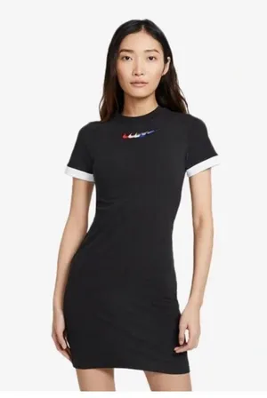 Nike Women's Black Mini Dress with Multicolor Logo thumbnail 1