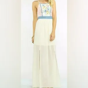 Flying Tomato Sleeveless Embroidered Waist Lined Goddess Maxi Dress Size Medium thumbnail 11