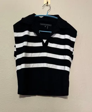 English Factory Striped Knit Polo Sleeveless Sweater Size XS thumbnail 1