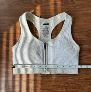 Avia Sports Bra Womens M Gray Leopard Front Zip Racerback Seamless thumbnail 6
