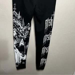 Widow Dolls Kill Black White Feeding Time Goth Cross Zipper Closure Leggings‎ thumbnail 12