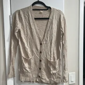 Cream Speckled Cardigan Cardigan Button Up Sweater Ribbed Sleeves and Bottom XS thumbnail 4