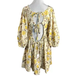 Free People Western Bohemian Dainty Lola Dress Banana Ivory Medium NWT thumbnail 6