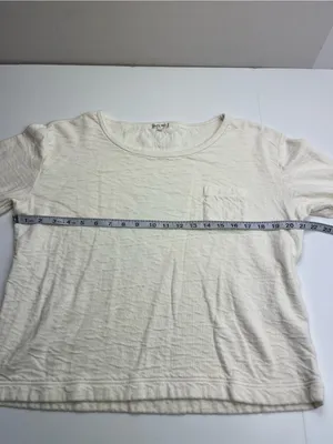 Alex Mill 100% Cotton Cream Long‎ Sleeve Top Pocket Womens Size Large Minimalist thumbnail 6