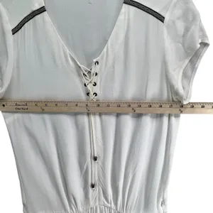 REVOLVE IKKS Dress US 6 EU 38 White Viscose Lace Up Pockets Sporty Casual Chic‎ thumbnail 6
