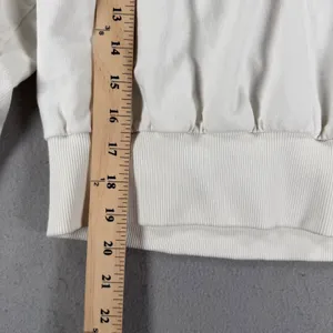 Anthropologie Floral Applique Puff Sleeve Sweatshirt Cream Cotton S thumbnail 5