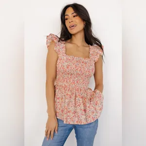 Baltic‎ Born Ida Peplum Top in Pink Multi Floral Size XS thumbnail 5