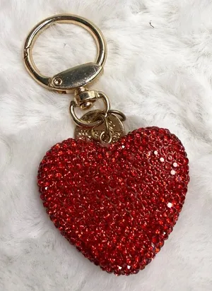 Fashion Rhinestone Heart Keychain Crystal Handbag Purse Bag charm thumbnail 1
