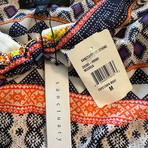 Sanctuary nwt medium dress lined to knee adjustable strap Aztec chevron polyest thumbnail 5