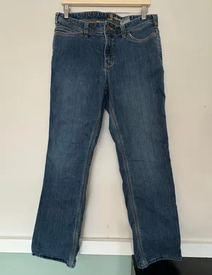 Women's Carhartt Jeans Relaxed Fit Blue Denim Size 12 flannel lined thumbnail 1