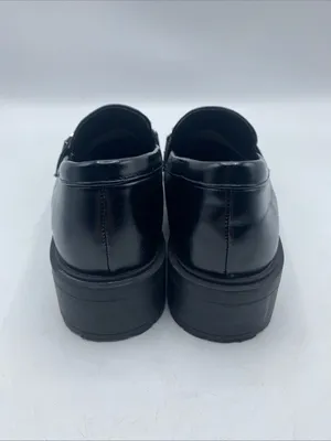 Yetier Black Platform Loafers Chunky Lug Sole Women's 7 Chain Detail Grunge thumbnail 4