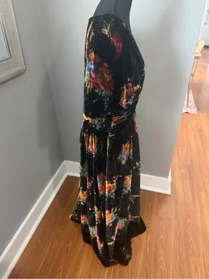 NWT Anthropologie Katerina Button Front Velvet Floral Whimsygoth Maxi Dress Med thumbnail 4