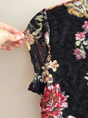 AFRM Los Angeles Lacey Black Floral Lace Two-Piece Midi Dress Set, Size S/M thumbnail 8