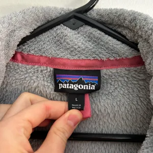 Patagonia‎ Re-Tool Snap-T Fleece Pullover Gray Coral Pink Polartec Womens Large thumbnail 3