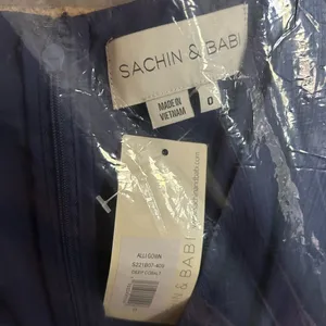 Sachin & Babi Cobalt Blue Alli Maxi Gown Short Sleeve V Neck A Line Size 0 NWT thumbnail 5