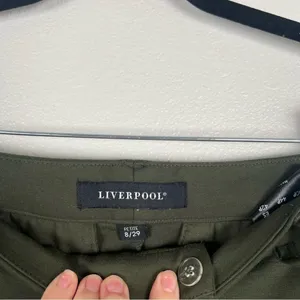 Liverpool Straight Leg Flat Front Trousers Olive Sz‎ 8 thumbnail 4