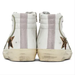 GOLDEN GOOSE Slide distressed leopard faux fur star leather sneakers thumbnail 4