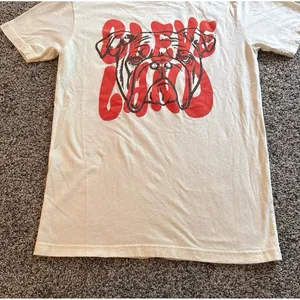 We Bleed Ohio Women's Cream "Cleveland" Graphic Bulldog T-Shirt Size Small thumbnail 6