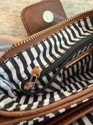 🍁 Madison West Brown Leather Crossbody Clutch Wristlet with Gold Hardware thumbnail 10