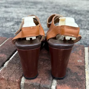Anyi Lu Women's 60s Vintage Style Chunky Leather Peep Toe Slingback Heels EU37.5 thumbnail 10