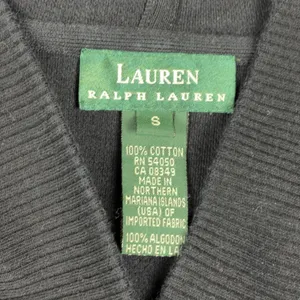 Lauren Ralph Lauren Sweater Womens S Black Cotton Hooded V Neck Side Zip Knit thumbnail 6