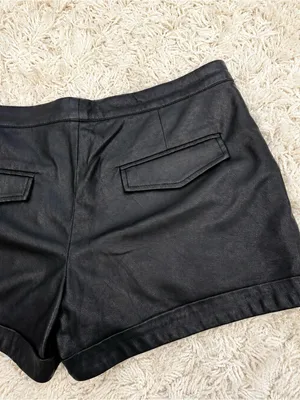 Willow & Clay Black High-Waist Faux Leather Shorts thumbnail 6