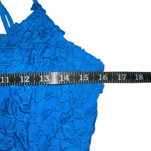 Endless Rose Lace Blue Sleeveless Cami Midi Dress SMALL in Ocean Blue thumbnail 7