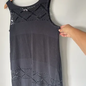 J. Valdi Vintage Boho Crochet Knit Maxi Dress Black Made in USA Size Large thumbnail 6