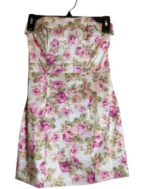 For Love & Lemons Kendall Mini Dress Women's XXS Strapless Floral Corset Smocked thumbnail 1