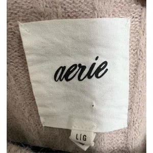 Aerie Blush Pink Oversized Fuzzy Long Sleeve Ribbed Sweater thumbnail 3