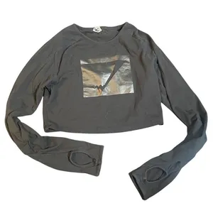 Gymshark Black Cropped Long Sleeve‎ Thumbhole Athletic Top Medium thumbnail 1