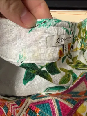 John Mark Womens L Top Linen Lace Floral Embroidered Tunic Multicolor Boho thumbnail 5