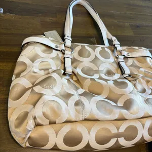 Vintage Coach Madison OP Art CC Logo Tote Shoulder Tan Signature Canvas Y2K Bag thumbnail 3